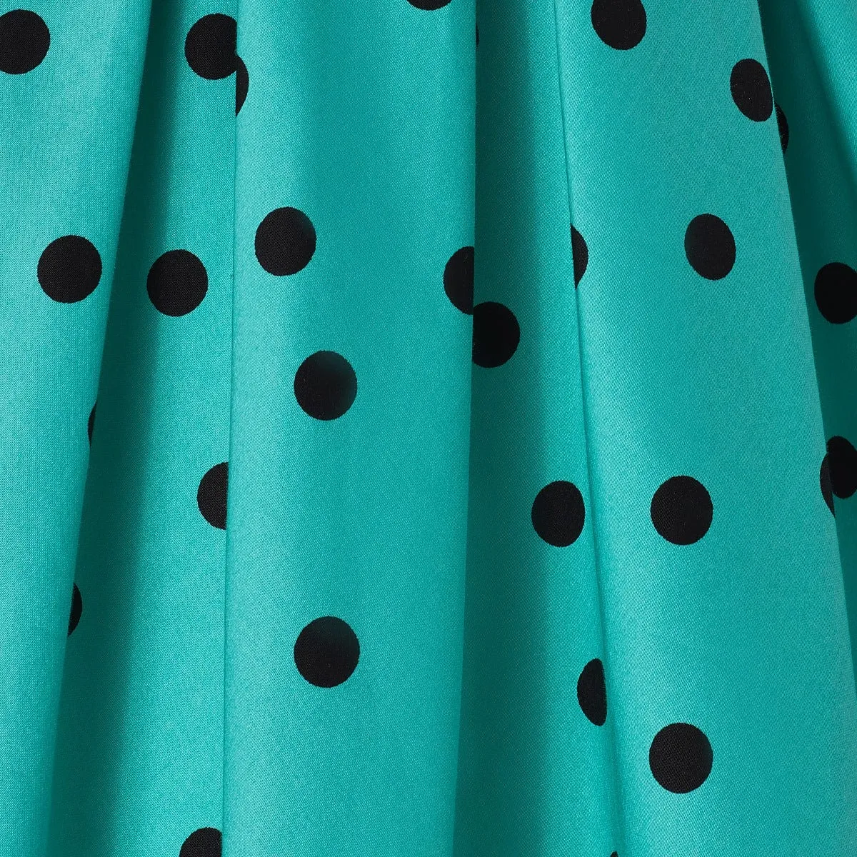 Amanda Scoop Neck Polka Dot Swing Dress in Turquoise-Black