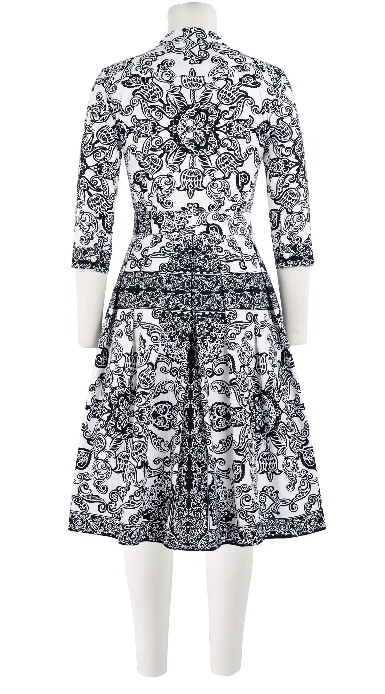 Audrey Dress #1 Shirt Collar 3/4 Sleeve Cotton Stretch (Casanova Bandana)