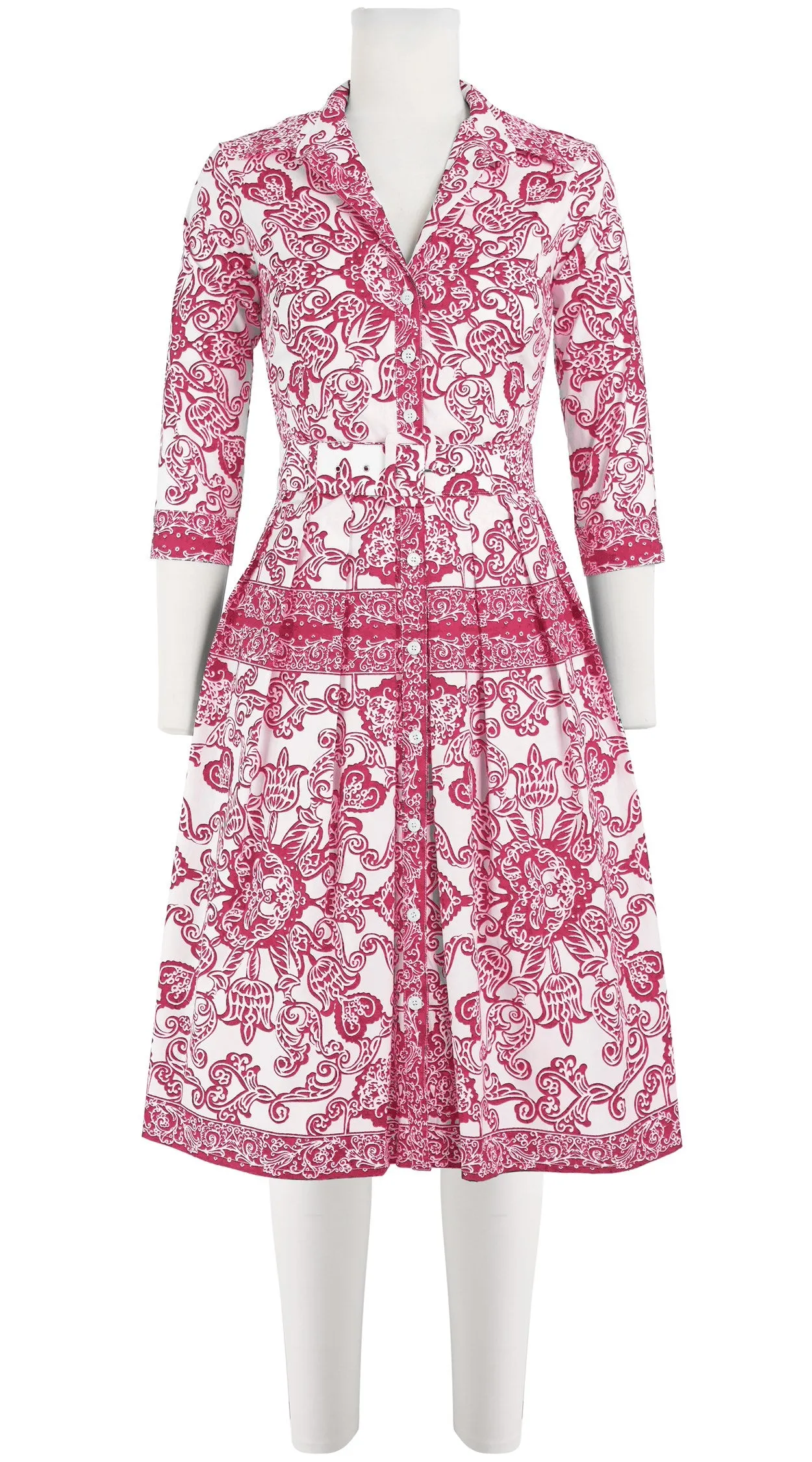 Audrey Dress #1 Shirt Collar 3/4 Sleeve Cotton Stretch (Casanova Bandana)