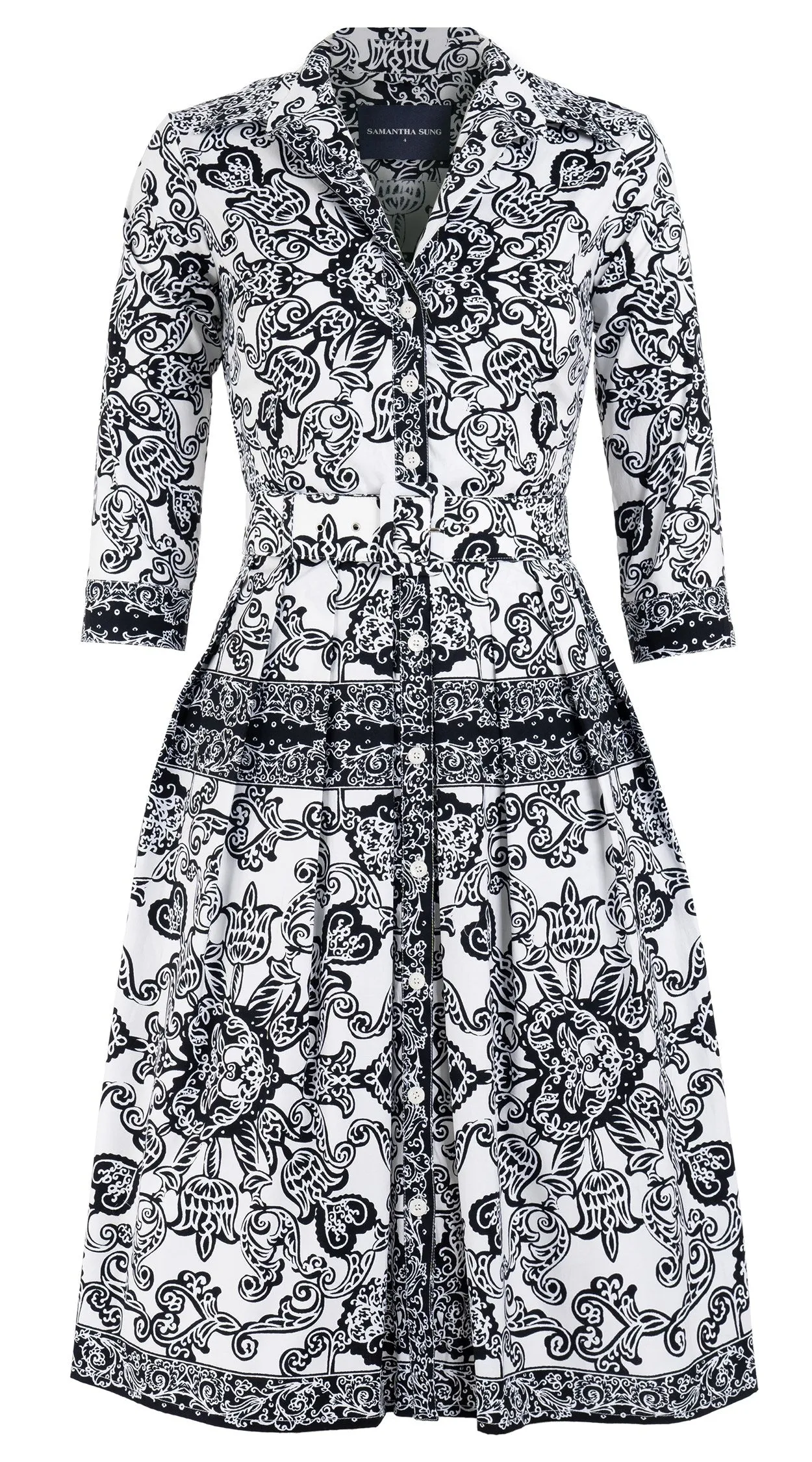 Audrey Dress #1 Shirt Collar 3/4 Sleeve Cotton Stretch (Casanova Bandana)