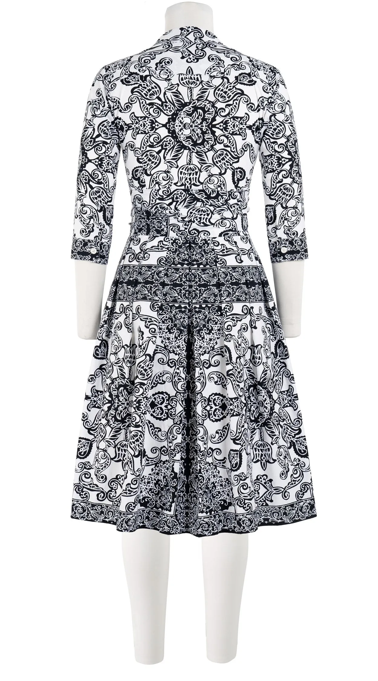 Audrey Dress #1 Shirt Collar 3/4 Sleeve Cotton Stretch (Casanova Bandana)
