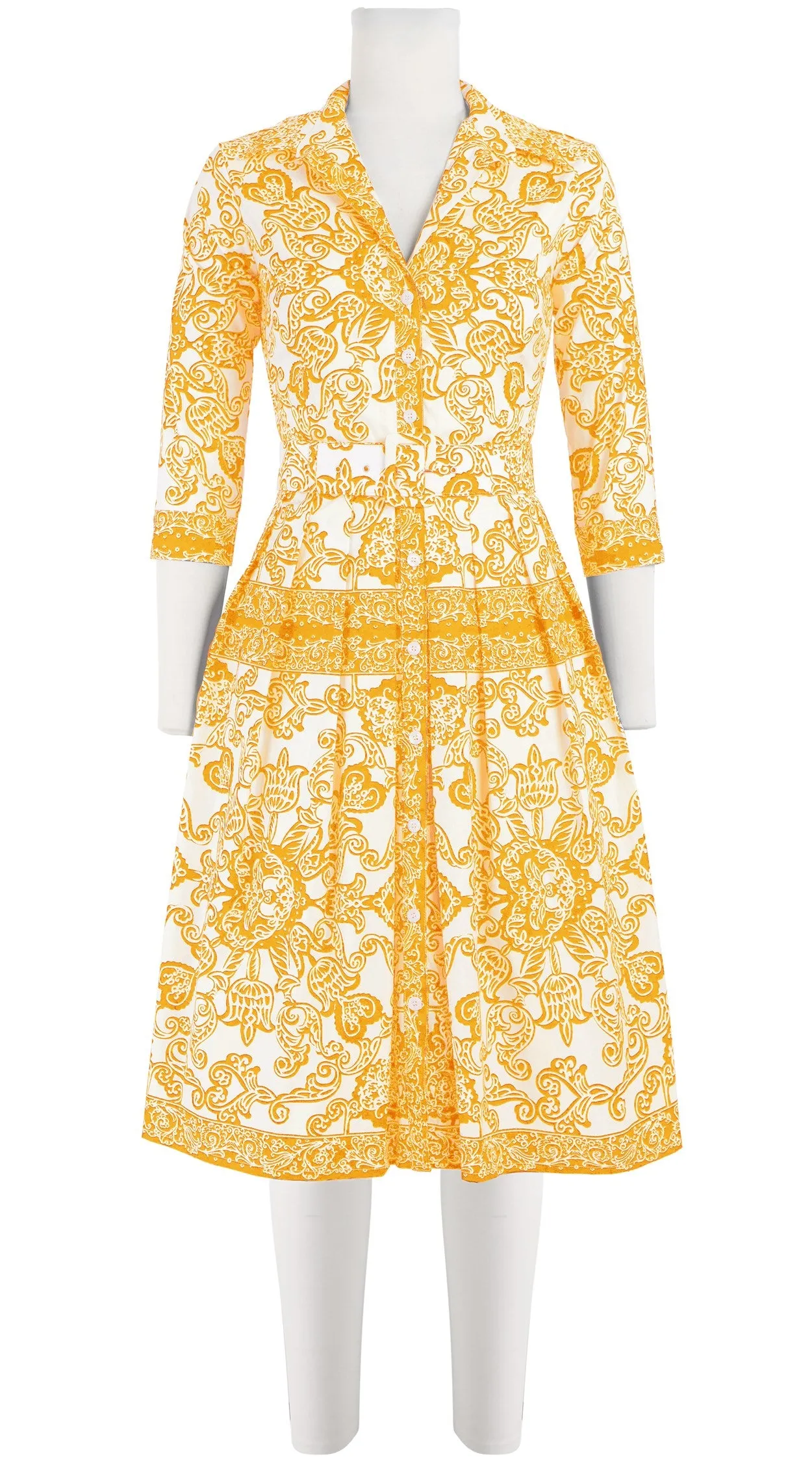 Audrey Dress #1 Shirt Collar 3/4 Sleeve Cotton Stretch (Casanova Bandana)