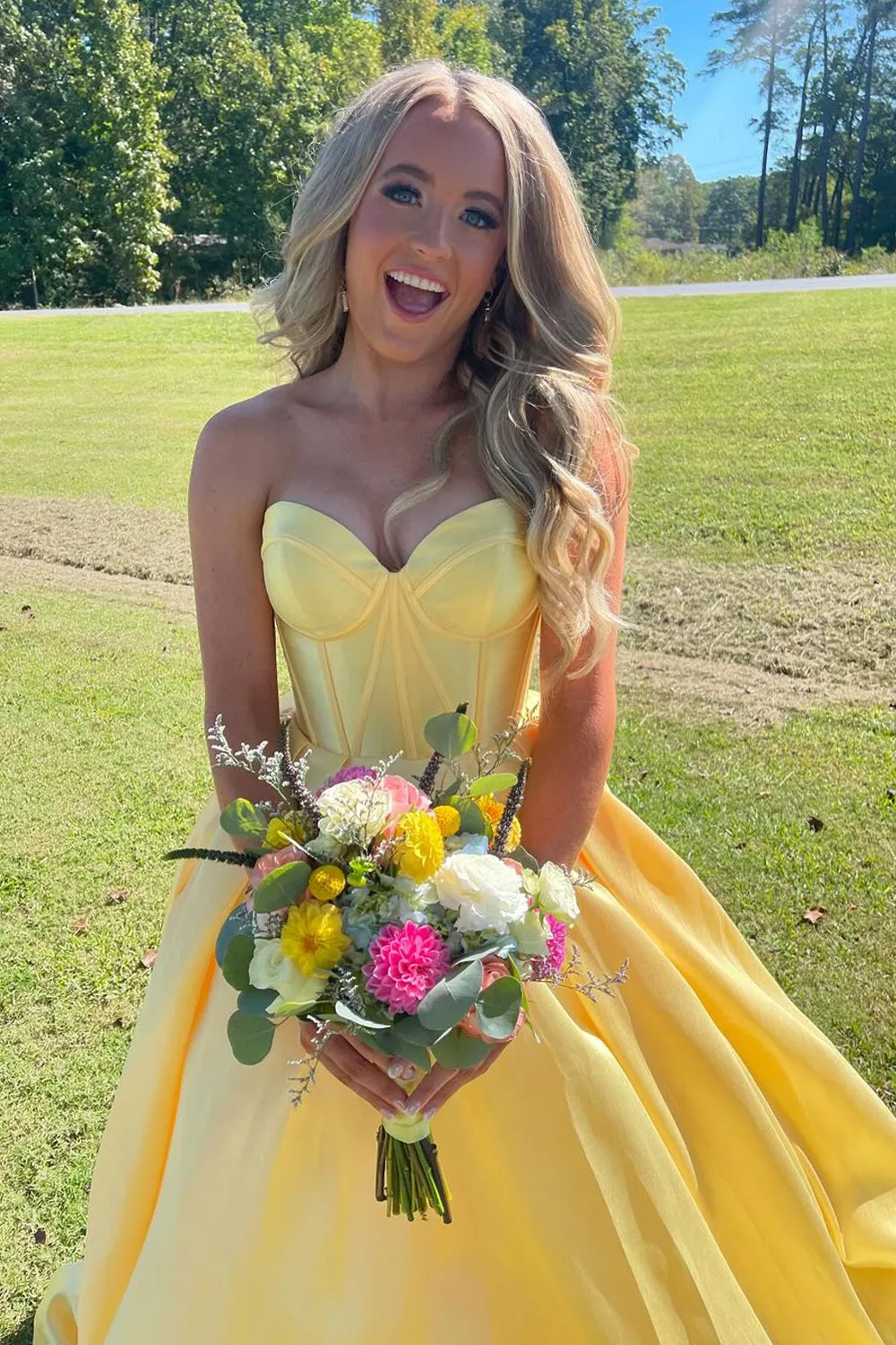 Ball Gown Sweetheart Satin Long Prom Dresses