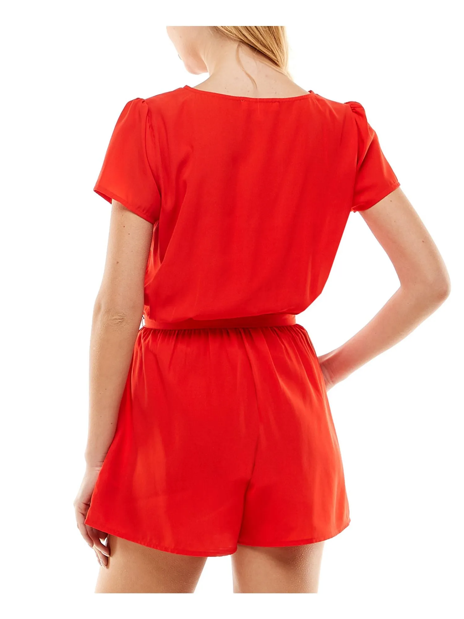 BEBOP Womens Belted Cap Sleeve Surplice Neckline Wide Leg Romper