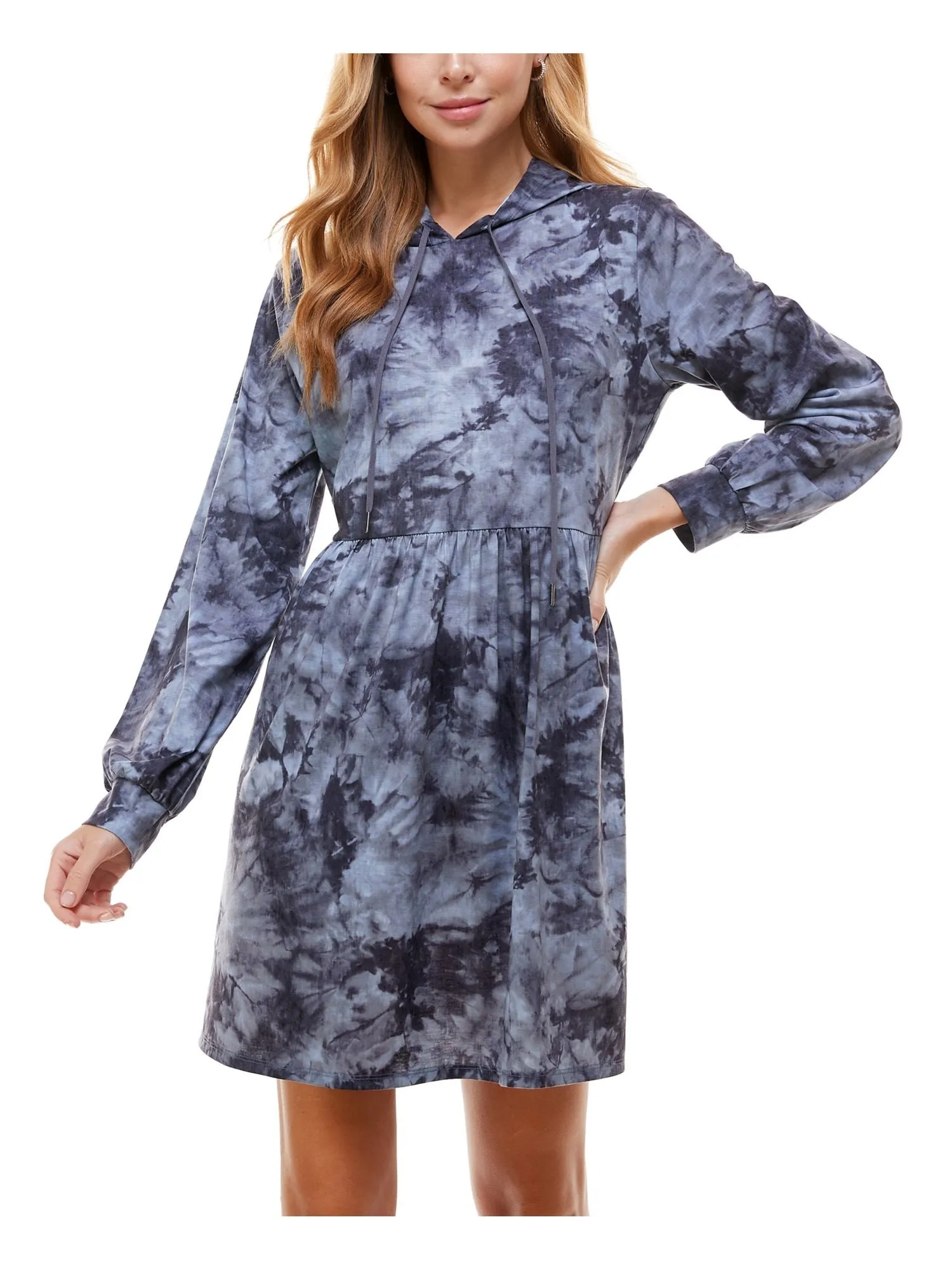 BEBOP Womens Tie Dye Long Sleeve Short Fit   Flare Dress