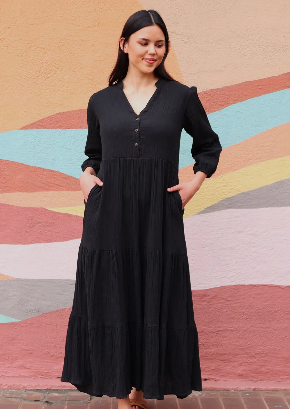 Black Tiered Maxi Dress