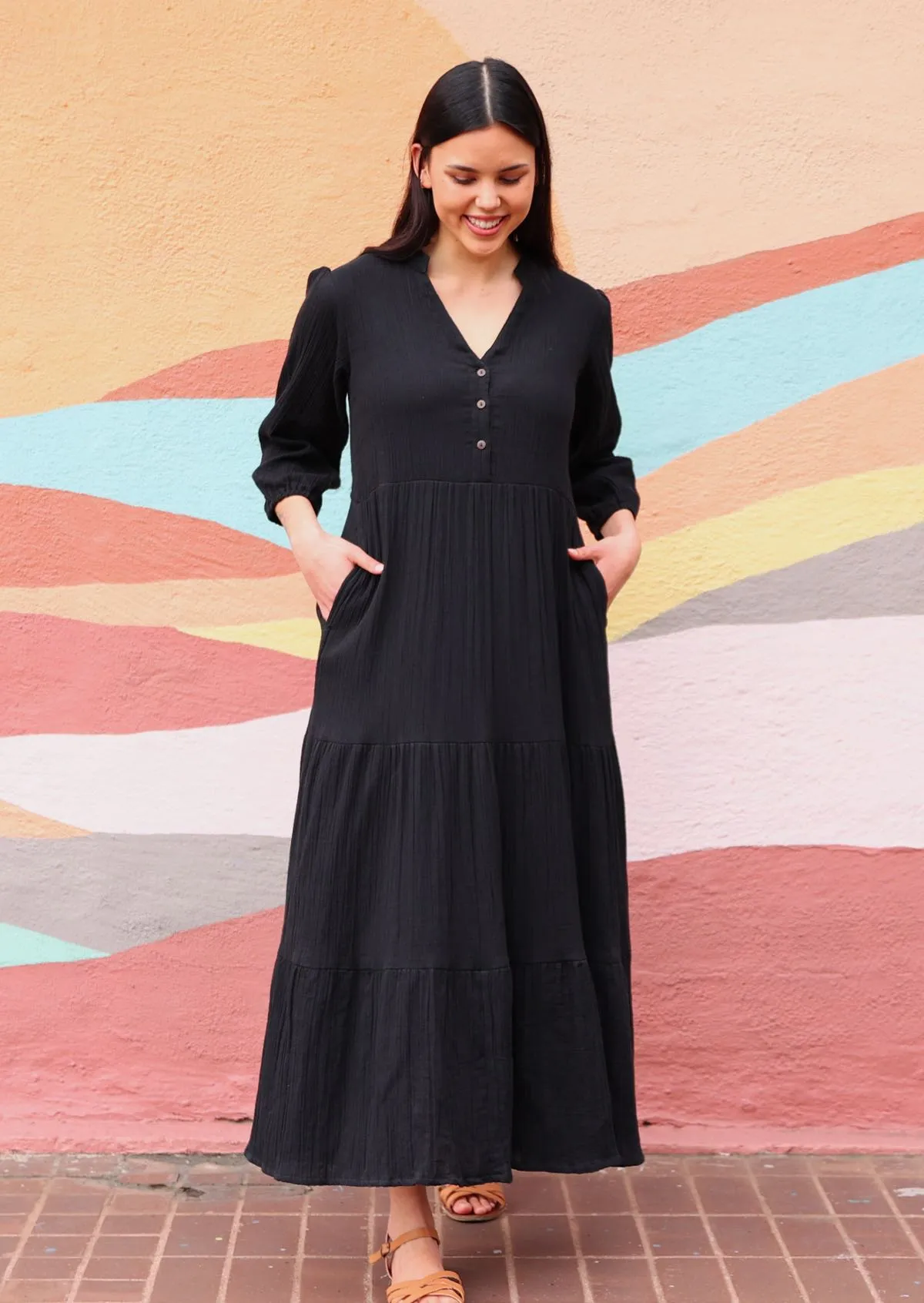 Black Tiered Maxi Dress