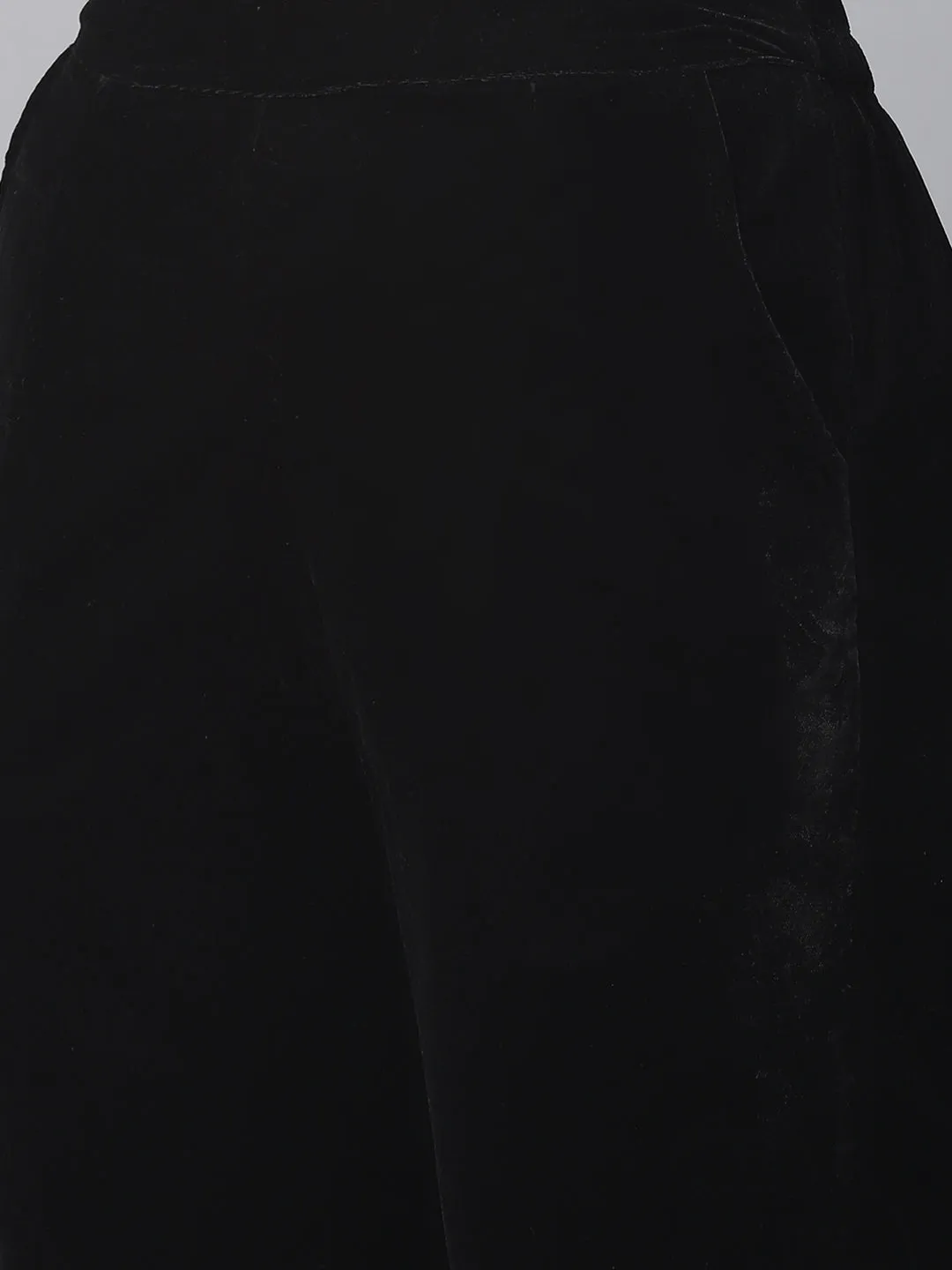 Black Velvet hand work Kurta pant With Net Dupatta set
