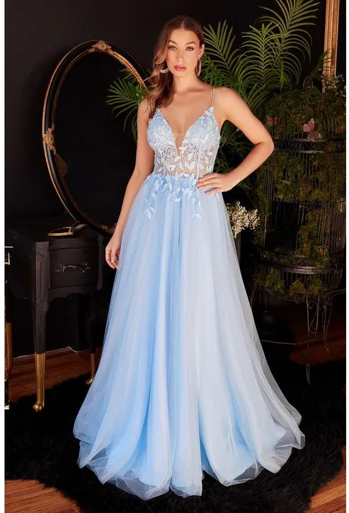 Blue Layered Tulle A-Line Dress
