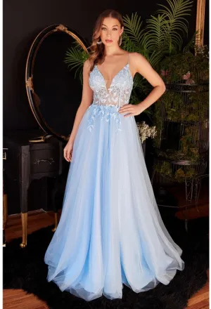 Blue Layered Tulle A-Line Dress