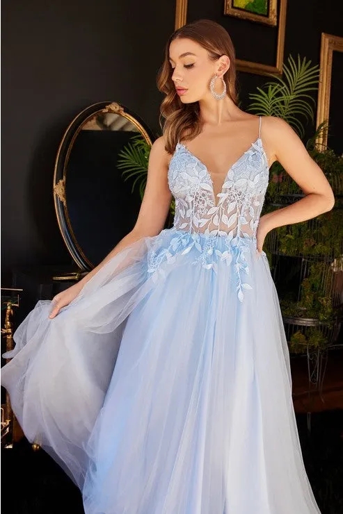 Blue Layered Tulle A-Line Dress