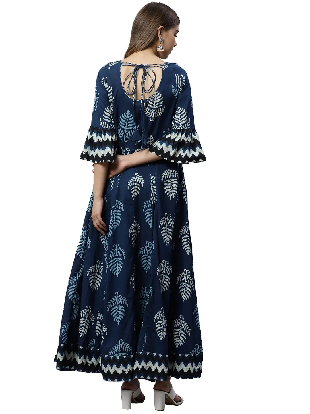 Blue Long Cotton Anarkali Plus size