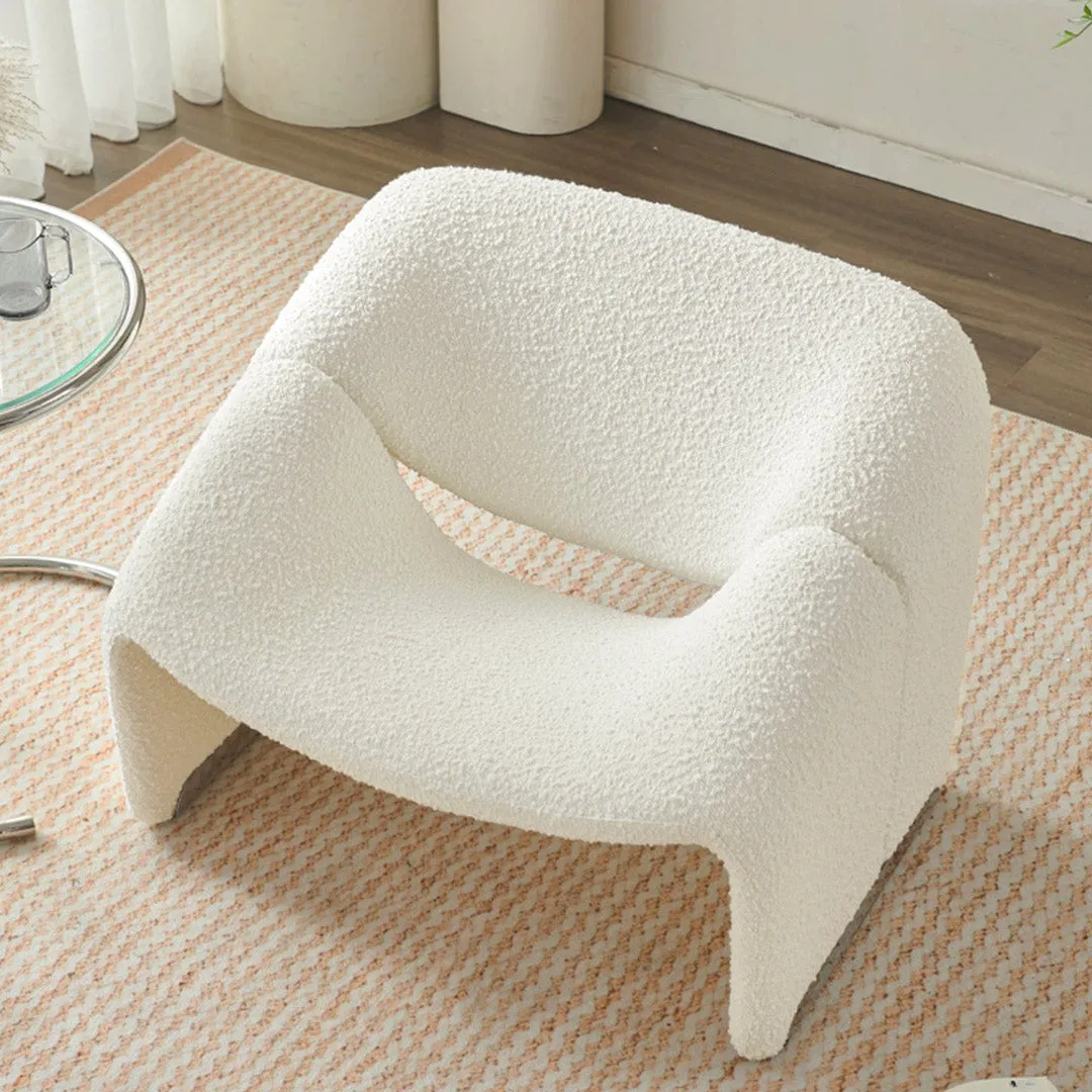 Boucle Sherpa Accent Chair Lounge Chair White