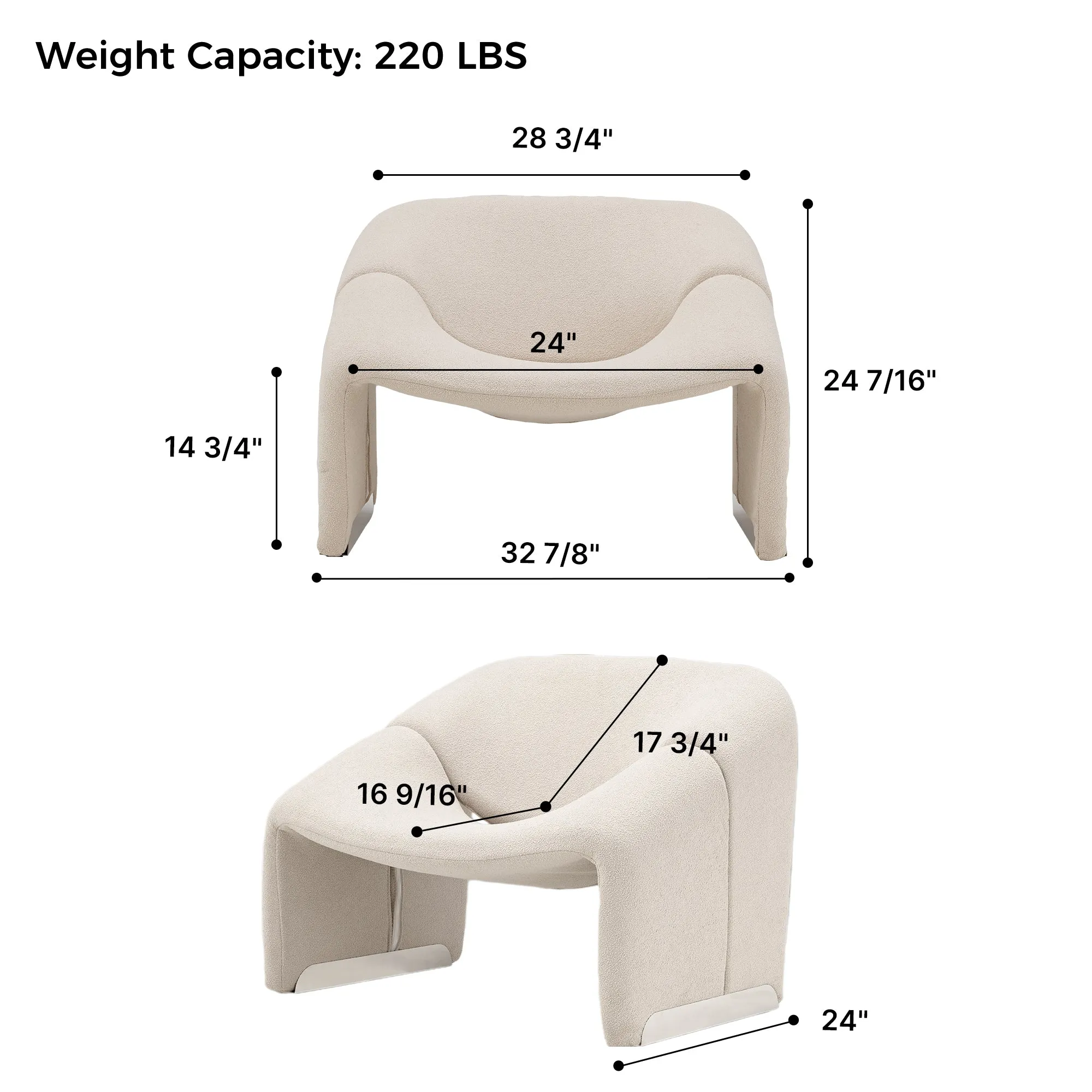 Boucle Sherpa Accent Chair Lounge Chair White