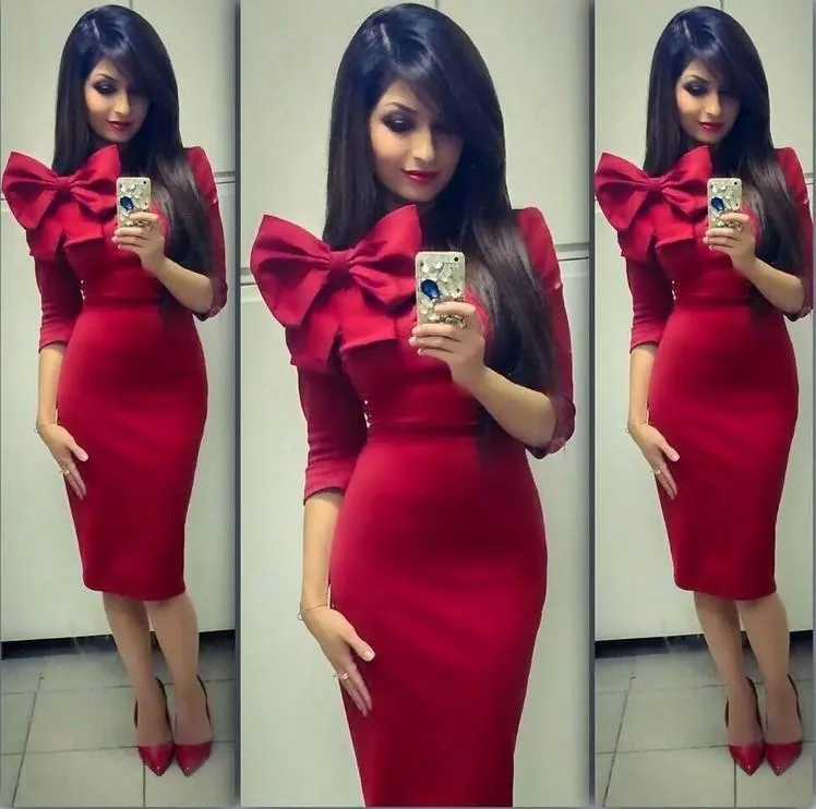 Bow Knot Bodycon Knee-length Pencil Dress