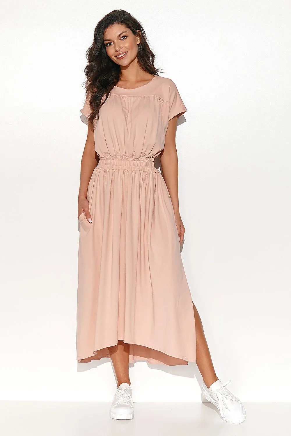 Chic Asymmetrical Knit Daydress with Elegant Draping