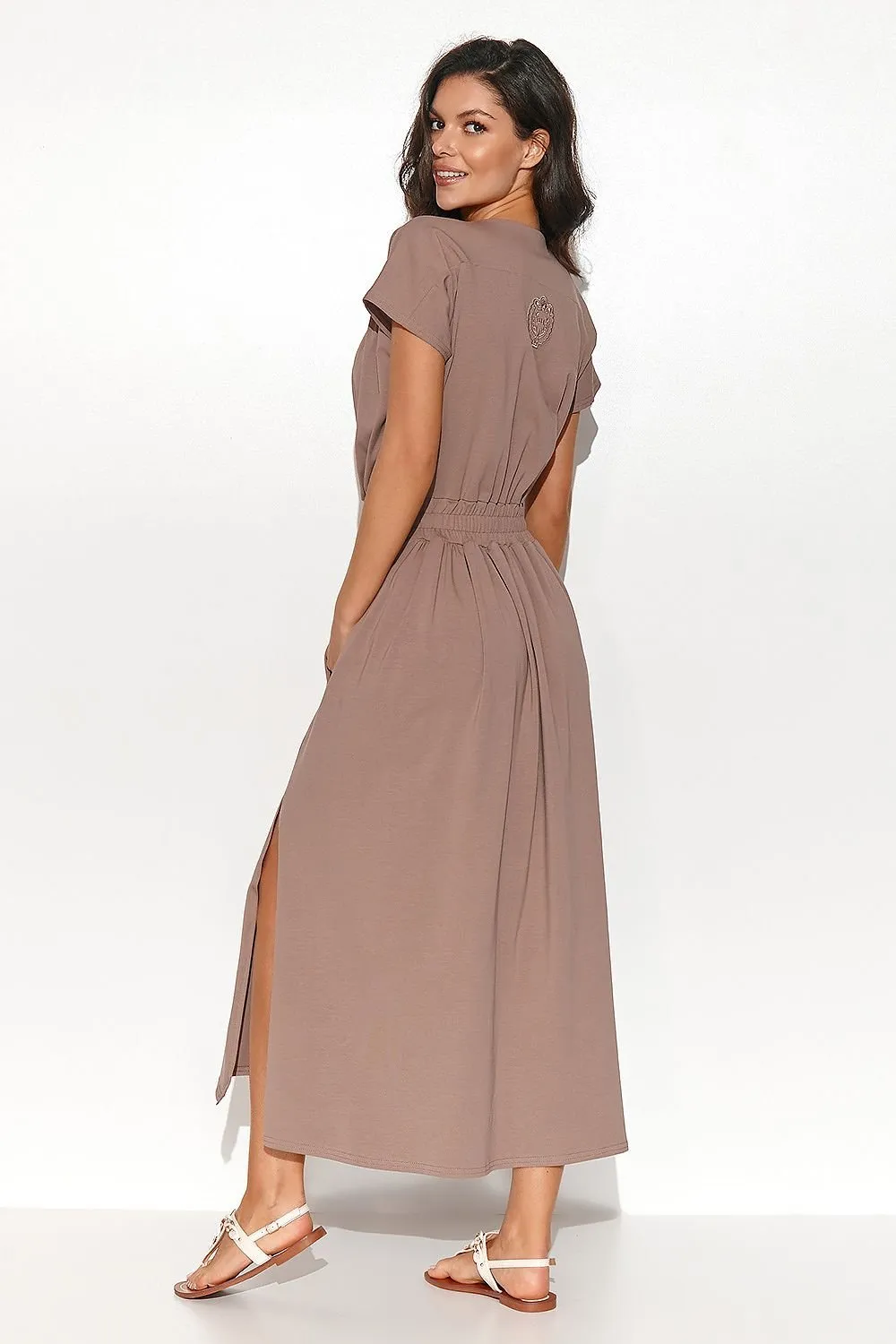 Chic Asymmetrical Knit Daydress with Elegant Draping