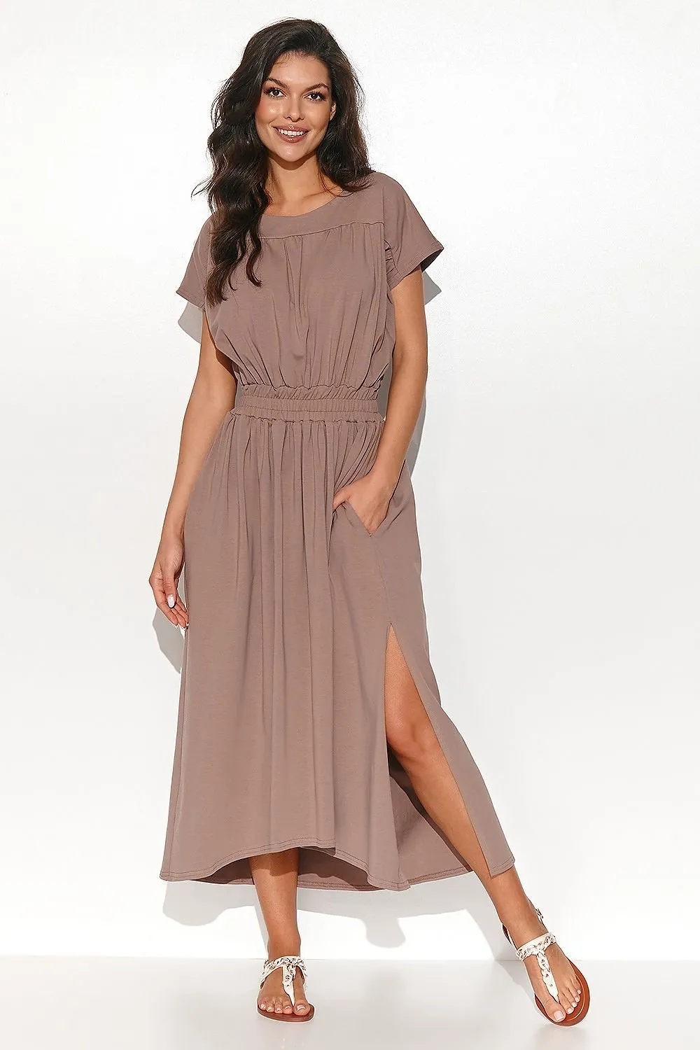 Chic Asymmetrical Knit Daydress with Elegant Draping