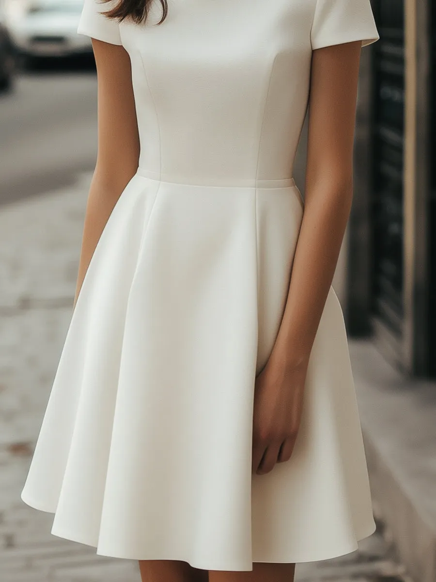 Chic Minimalist A-Line Dress in Pure White
