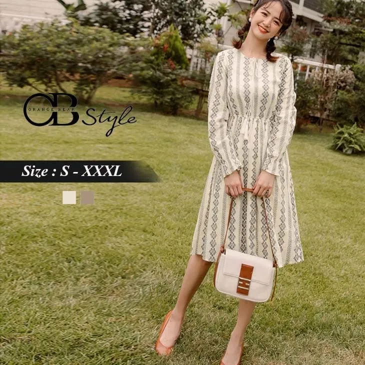 COTTON PRINTED MIDI DRESS