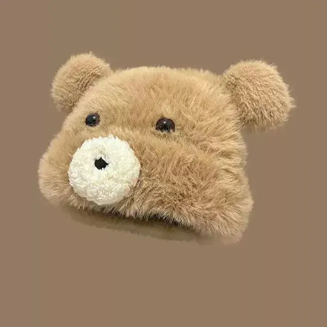 Cute Cartoon Bear Ears Plush Pullover Hat