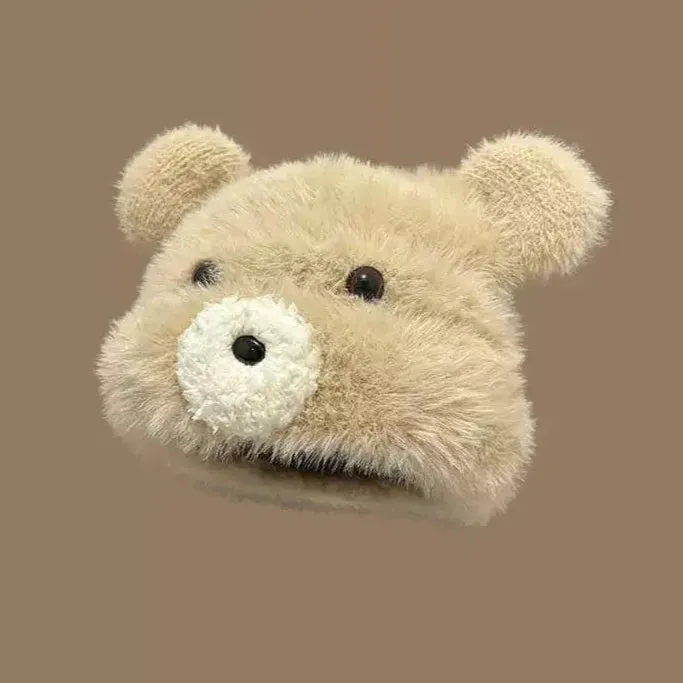 Cute Cartoon Bear Ears Plush Pullover Hat