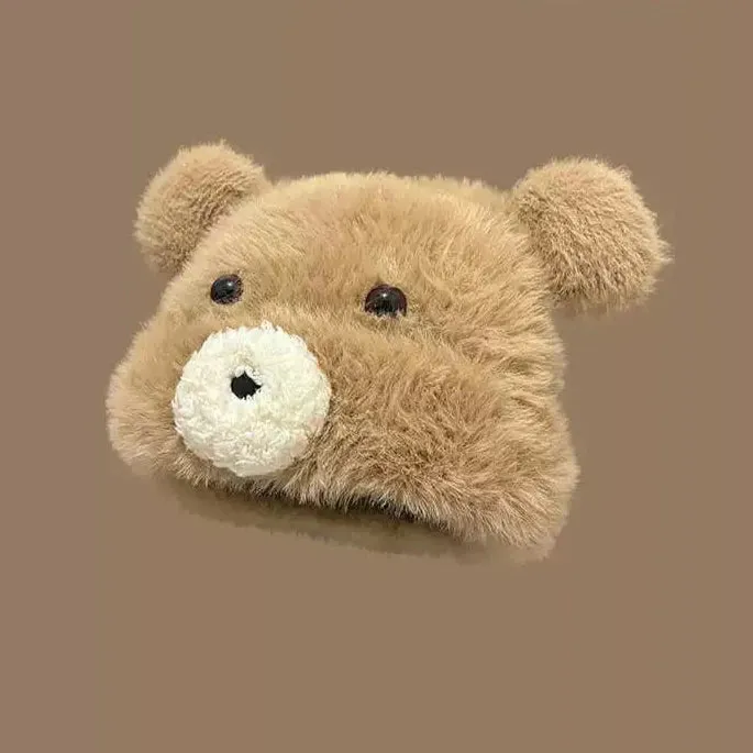 Cute Cartoon Bear Ears Plush Pullover Hat