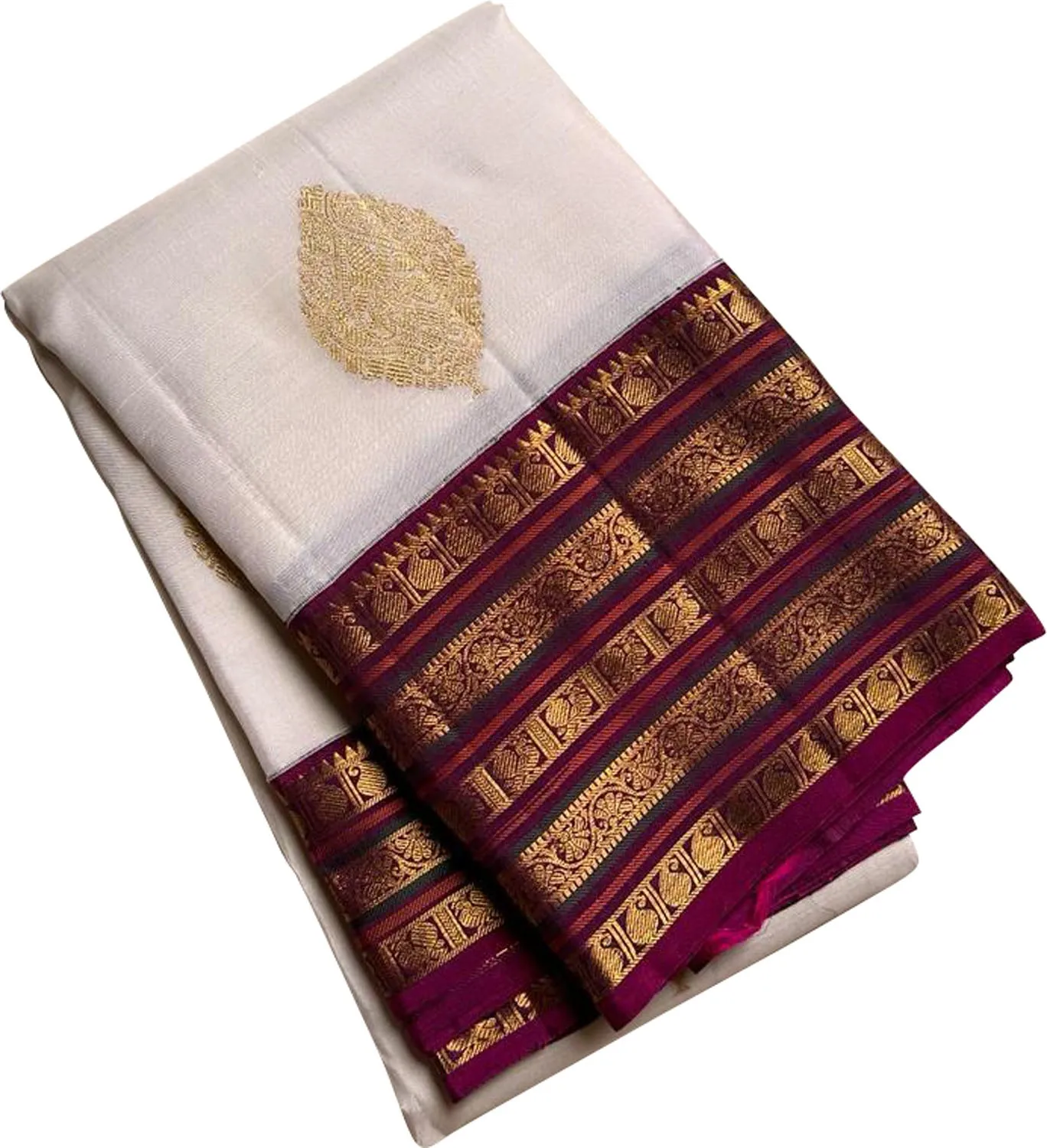 Elegant Off White Kanjeevaram Handloom Silk Saree