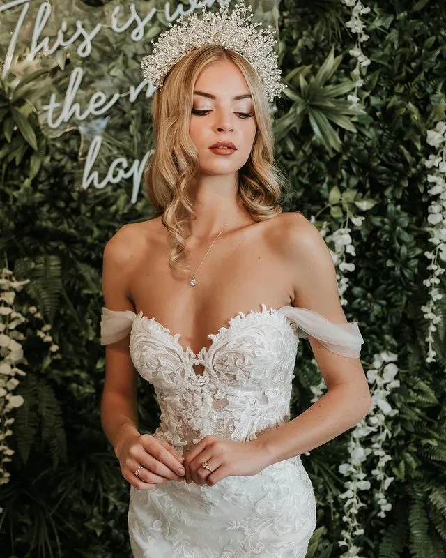 Elegant Sweetheart Sleeveless Mermaid Cheap Lace Wedding Dresses, TYP0015