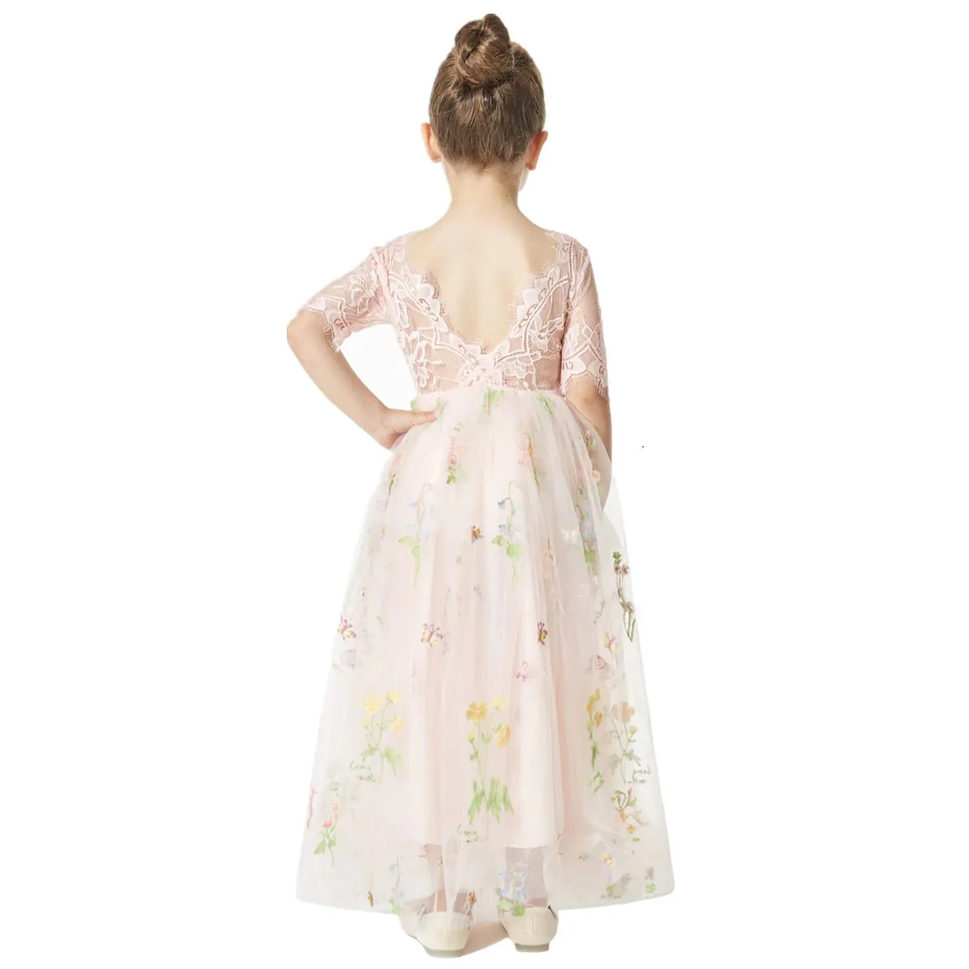 Enchanted Dress - Embroidered Soft Pink