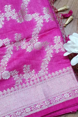 Exquisite Pink Banarasi Moonga Silk Saree