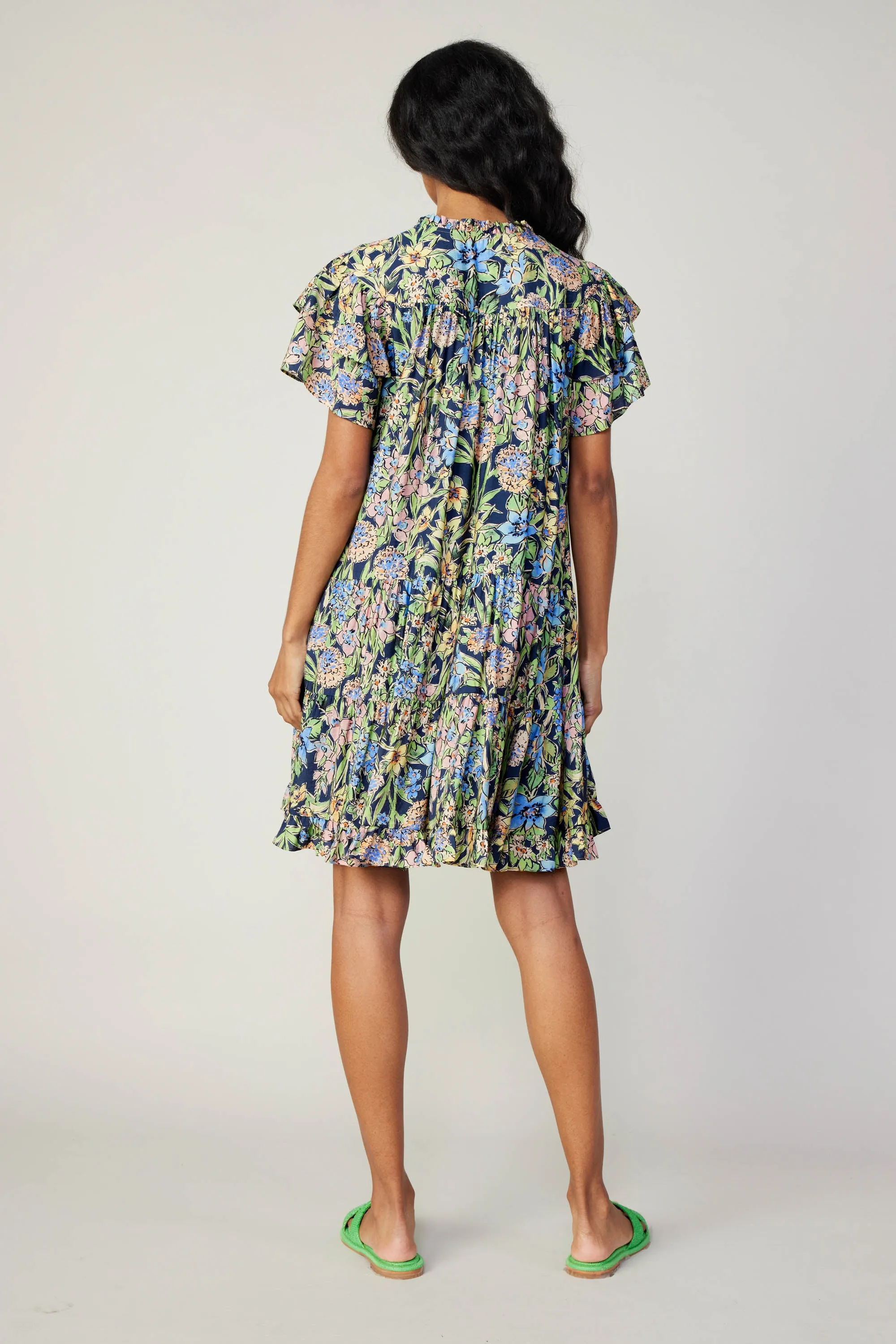Flutter Sleeve Floral Print Dress