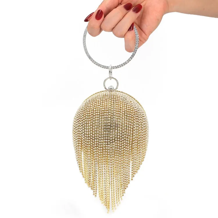 Glamorous Diamond Tassel Evening Clutch for Women - Perfect for Parties and Weddings