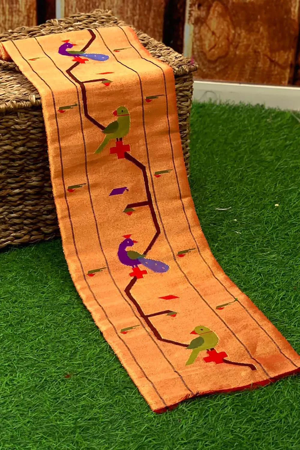 Golden Handloom Paithani Pure Silk Border: 1 Mtr