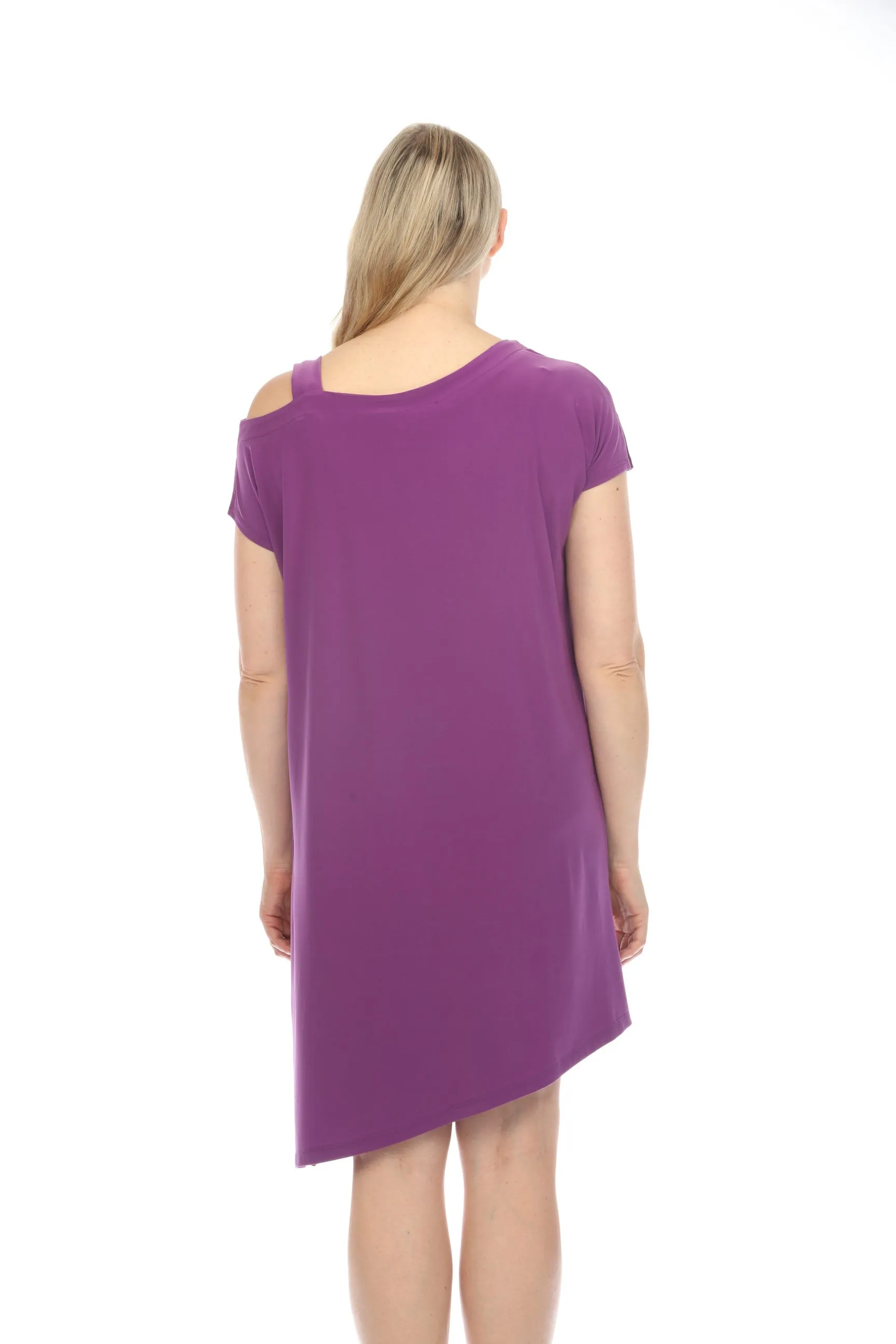 Joseph Ribkoff Majesty Cold-Shoulder Asymmetric Shift Dress 242076