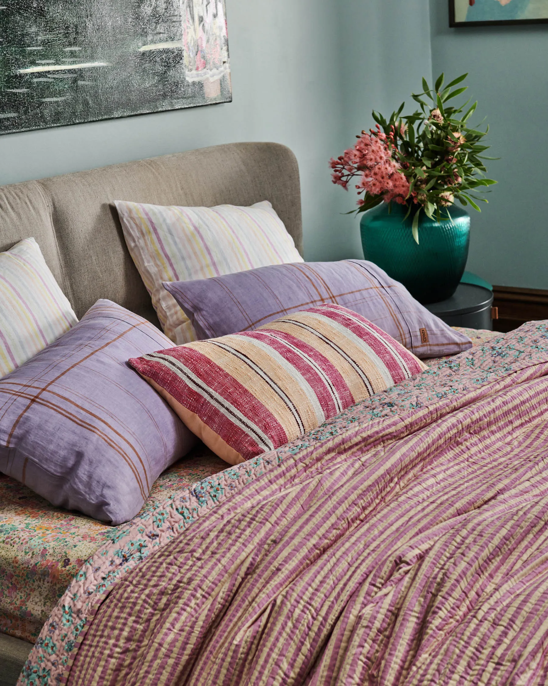 Little Blue Flower Kantha Bedspread