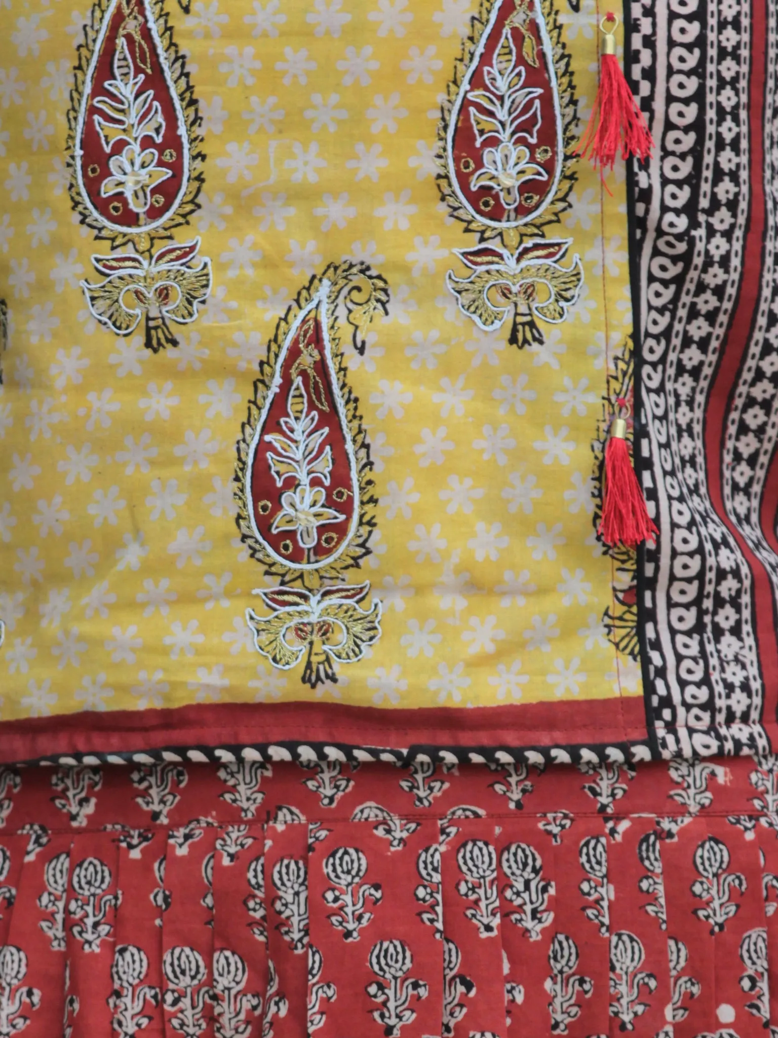 Naaz Rustic Roza - Hand Block Printed Long Top And Skirt Dress - DS77F001