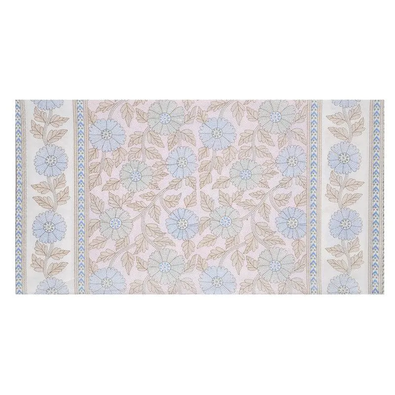 Neeraja Floral Diwan Set (Blue & Pink) - Eight Piece Set