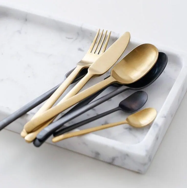 Onyx Black & Gold Stainless Steel Flatware Set
