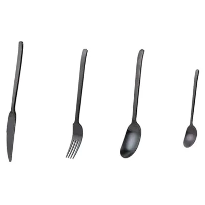 Onyx Black & Gold Stainless Steel Flatware Set