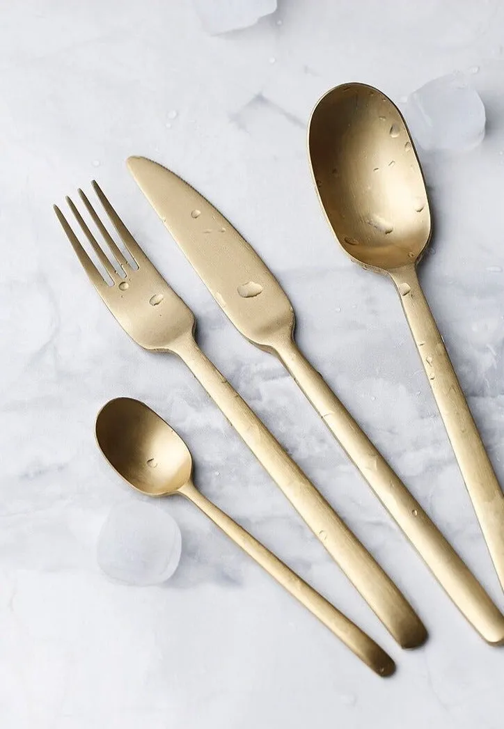 Onyx Black & Gold Stainless Steel Flatware Set