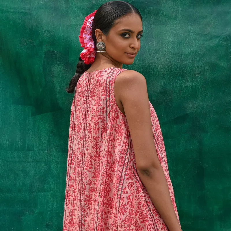 Organic Cotton A-Line Dress | Pink | Printed