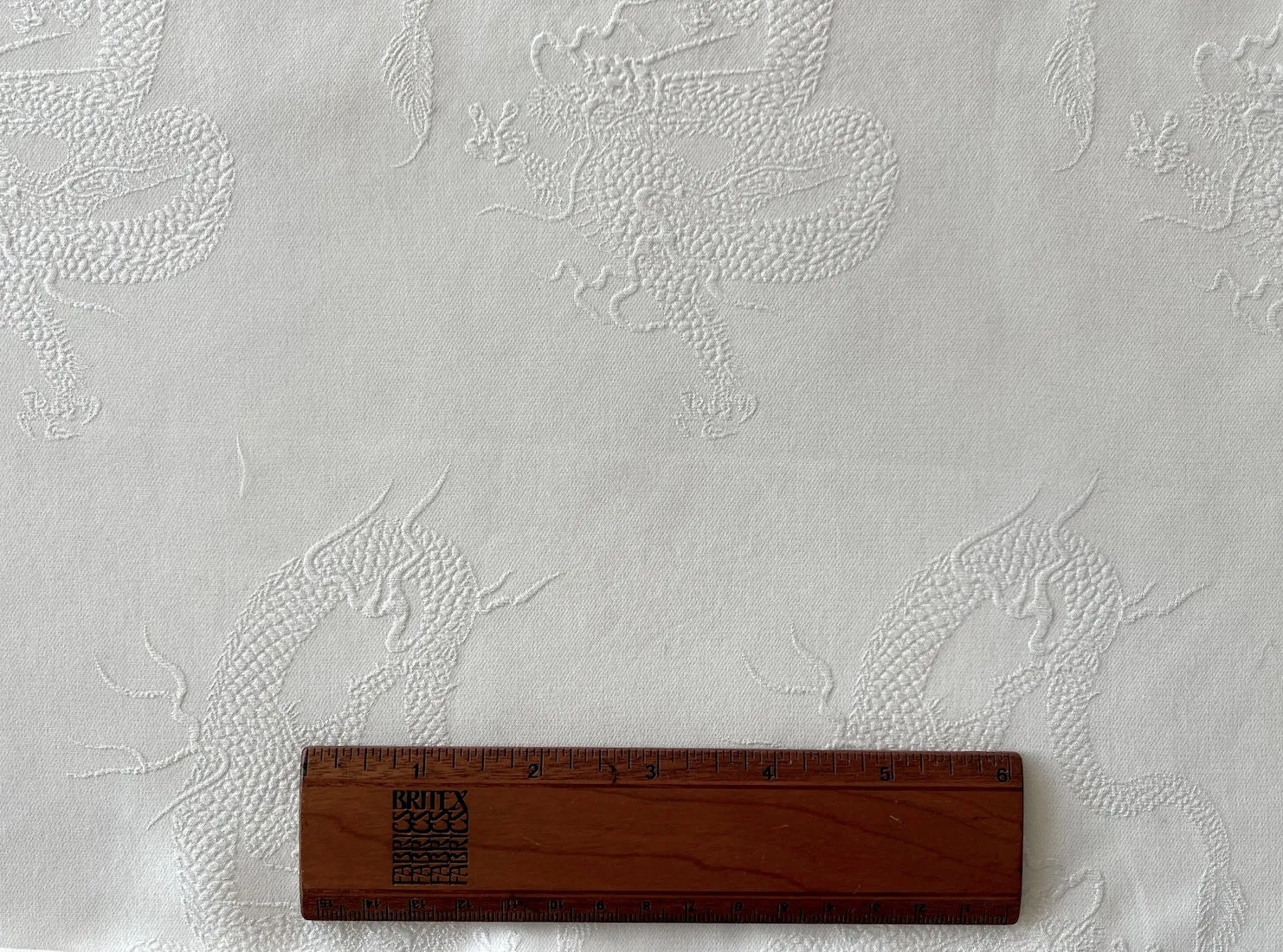Oriental Dragons Powder White Silk Jacquard