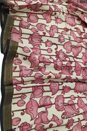Pastel Pink Kalamkari Hand Painted Cotton Dupatta