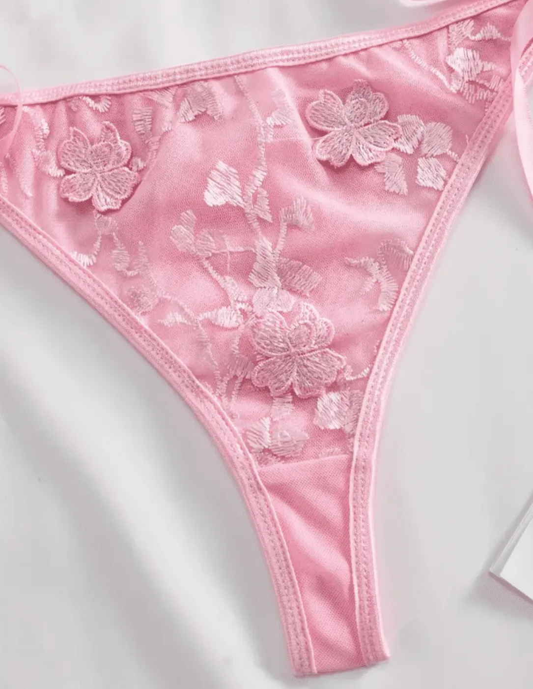 Pink Bustier Floral Lingerie Set