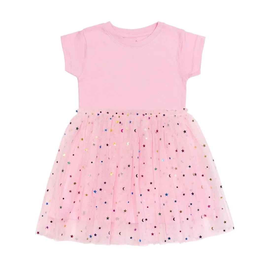 Pink Star Short Sleeve Dress