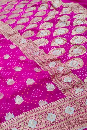 Pretty in Pink: Georgette Banarasi Bandhani Saree