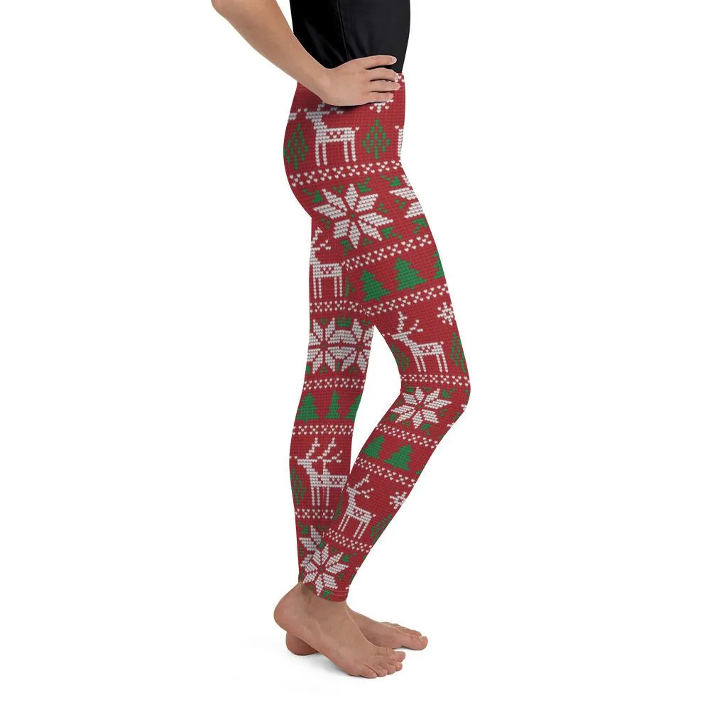 Red Ugly Christmas Youth Leggings