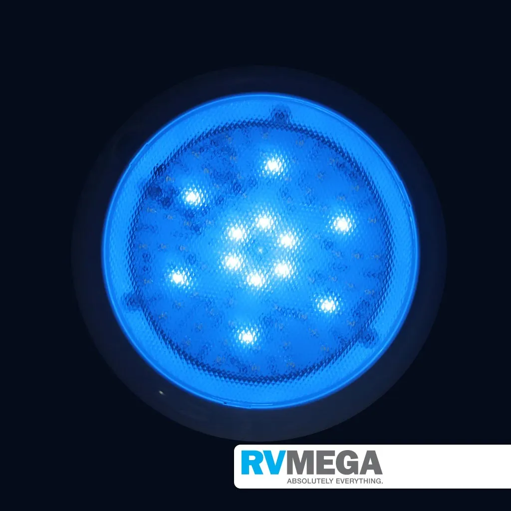 Round White Interior Light 84 LED Cool White  12 Blue LEDs