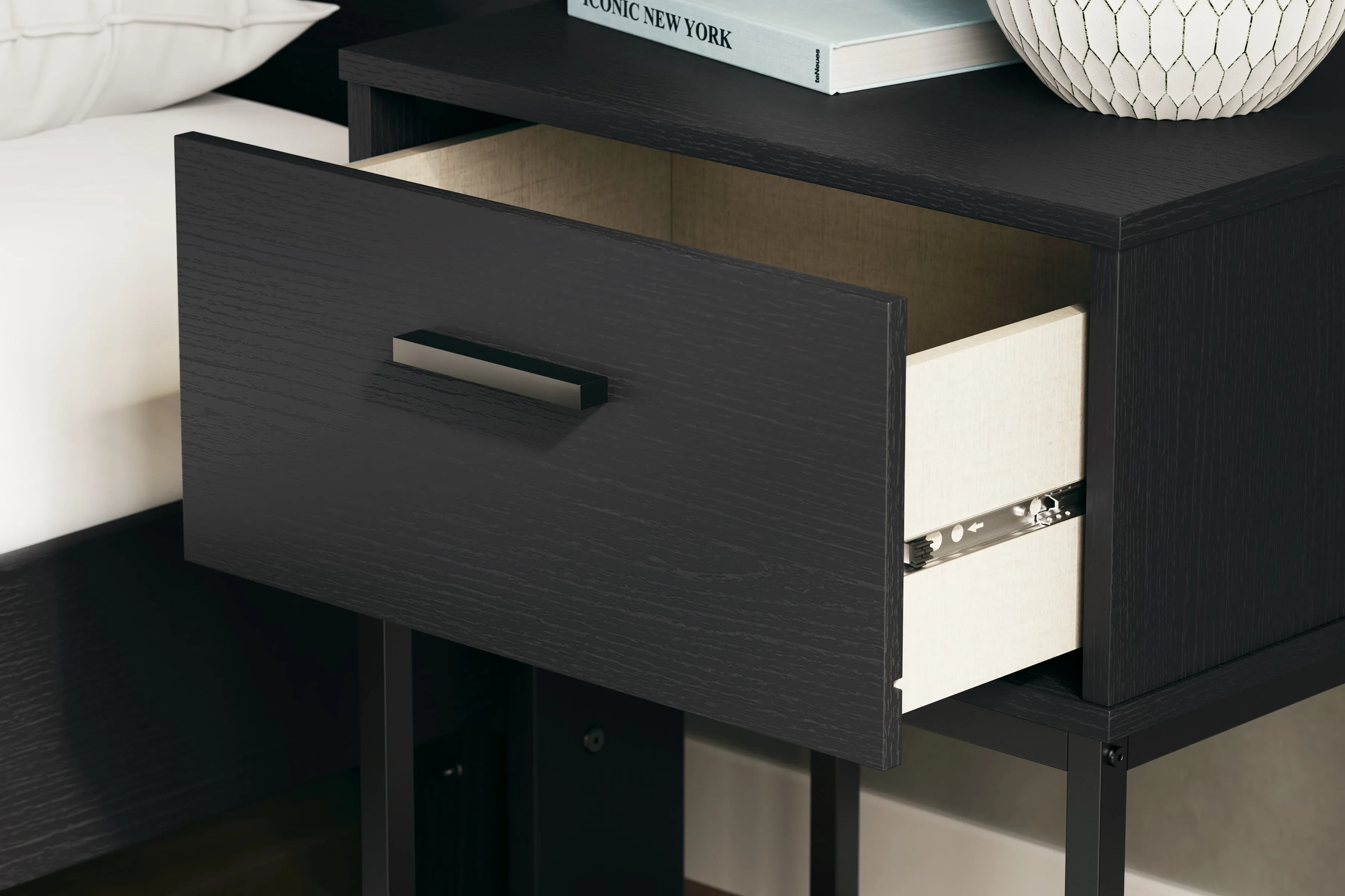 Socalle Queen Platform Bed with Dresser, Chest and Nightstand in Black